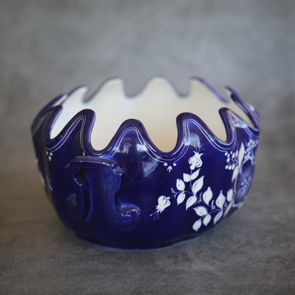 ESTE Italy Tureen Oyster Scalloped Design Blue and White Floral Dish - Picture 4 of 7